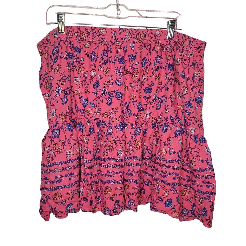 LANE BRYANT PINK BLUE FLORA WOMENS TIERED SKIRT SIZE 18/20